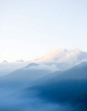 Foggy mountains in the morning. Carpathians, Ukraineの写真素材
