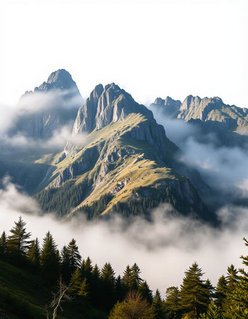 Mountains in the clouds. Dolomites, South Tyrol, Italy
