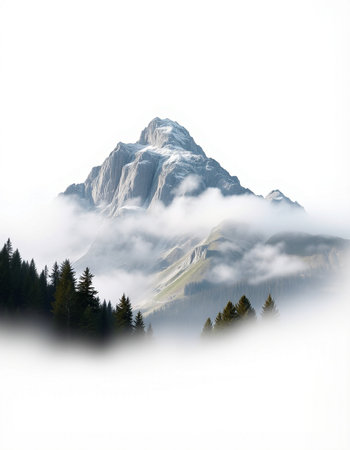 Mountain landscape with fogの写真素材