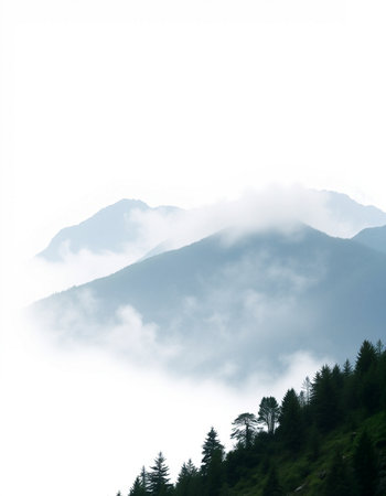 Mountain landscape with mist and fog on the top of the mountain