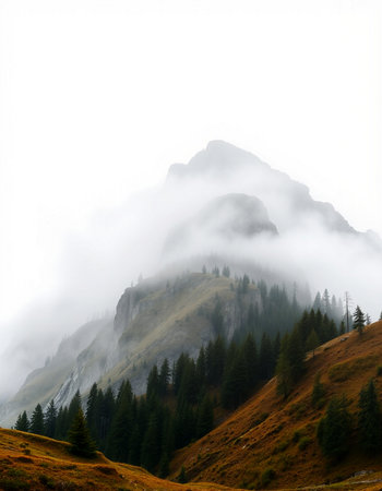 Foggy mountain landscape.