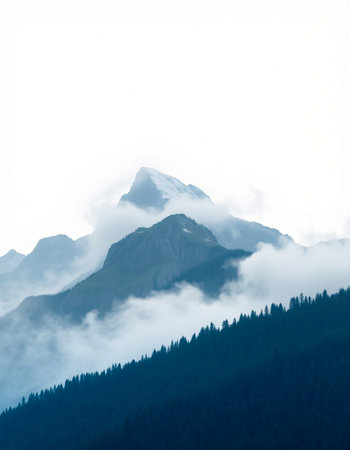 Mountains in the mist. Caucasus, Dombay, Russia