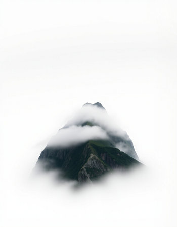 Mountain landscape with clouds and fog in the mountains.の写真素材