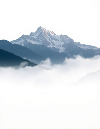 Mountains and clouds in the morning mist. Caucasus, Russia.の写真素材