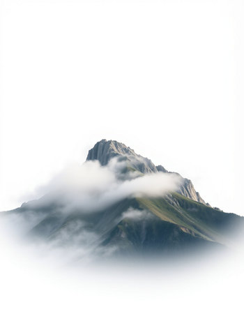 Mountain landscape with clouds and fog.の写真素材