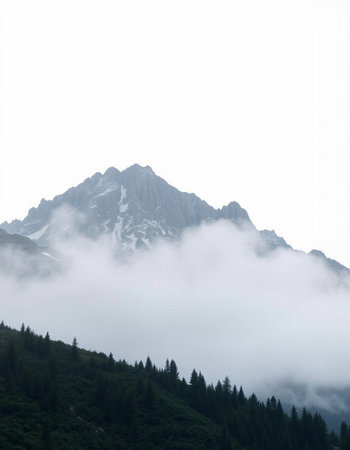 Mountains in the clouds. Caucasus, Dombay, Russiaの写真素材
