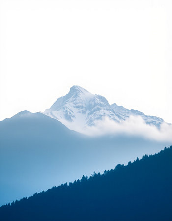 Mountains in the morning mist, Himalayas, Nepal.の写真素材