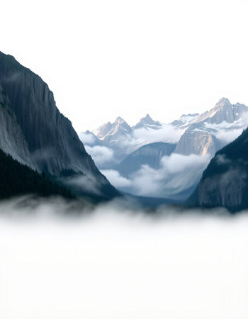 Mountain landscape with clouds and fog