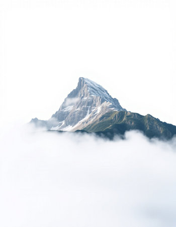 Mountain peak in the clouds.の写真素材