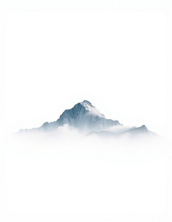 Mountains in the clouds on a white background. 3d rendering