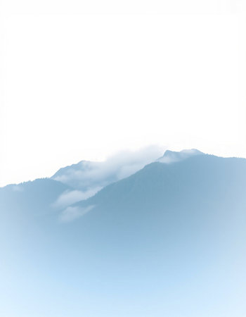 Mountains in the fog on a white background, 3d render