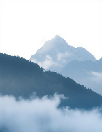 mountains in the clouds in the morning, beautiful photo digital picture