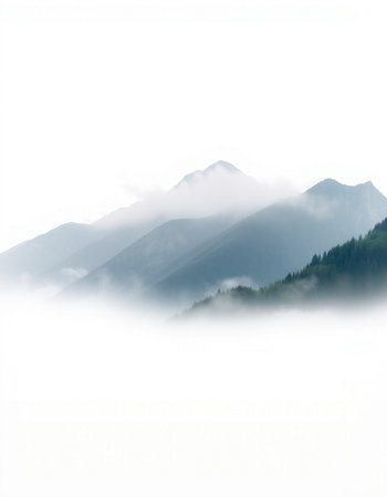 mountains in the fog on a cloudy day, beautiful photo digital picture