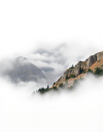 Mountain landscape with clouds and fog in the italian alpsの写真素材