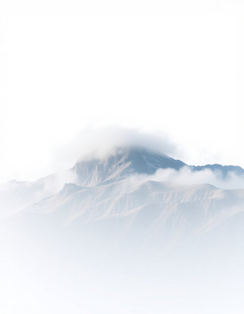 Mountains in the clouds on a white background. 3d renderingの写真素材