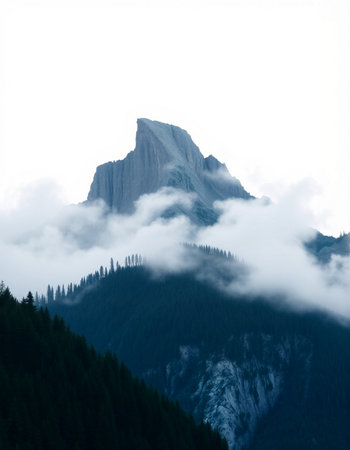 Mountain landscape with fog.