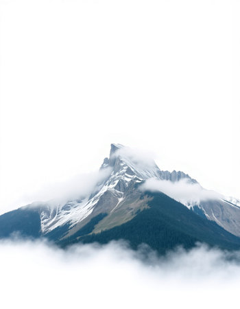 mountain peak in the clouds on a background of the blue skyの写真素材