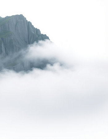 Mountain landscape with clouds and fog. Caucasus, Dombaiの写真素材