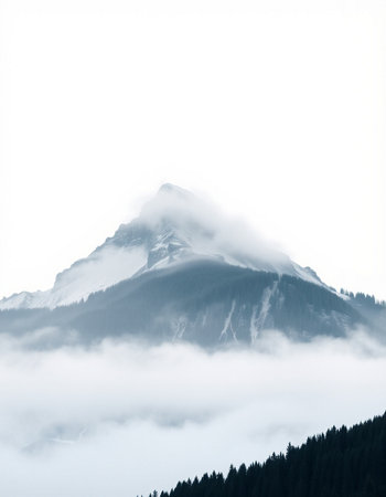 Mountains in the fog. Caucasus. Russia. Dombai.の写真素材