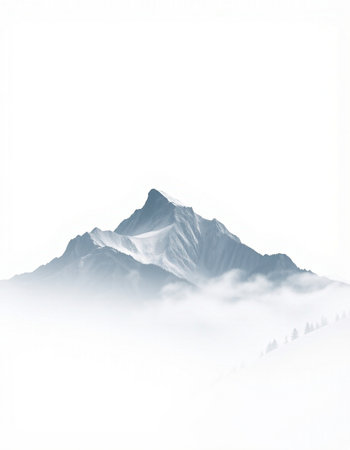 Mountains in the fog on a white background. 3d illustrationの写真素材