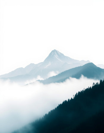 Mountains in the fog in the morning. Caucasus, Russia.の写真素材