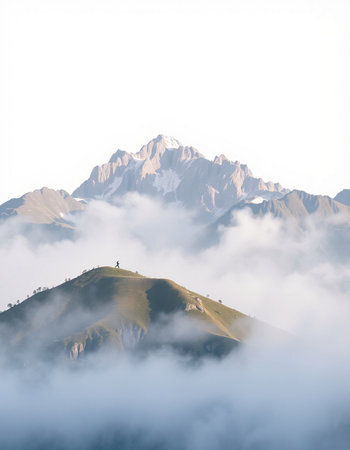 Mountains in clouds. Caucasus, region Dombay, Russia