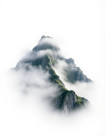 Mountains in clouds on a foggy day. Caucasus, Russia