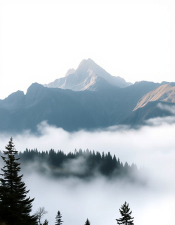 Mountains in the fog, Dolomites, Veneto, Italy
