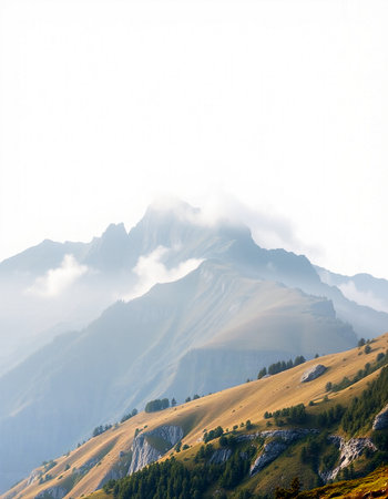 Mountain landscape in the clouds.