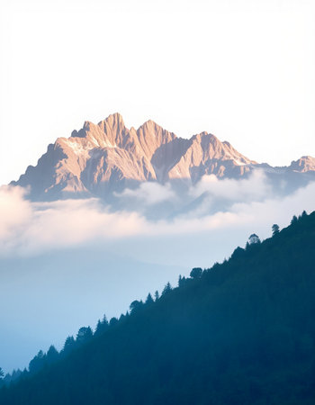 Mountains in the clouds. Caucasus, Dombay, Russia