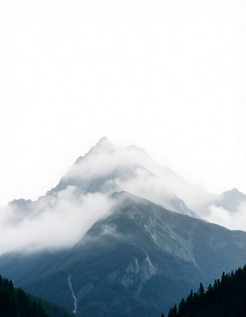 Mountains and clouds in the Canadian Rockies, Alberta, Canada.の写真素材