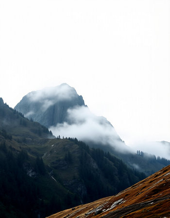mountain landscape with fog in the italian dolomites
