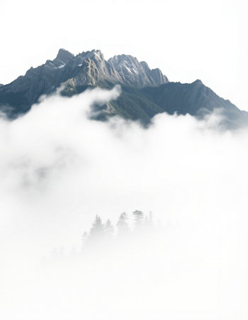 Mountains in the clouds. Caucasus, Dombay, Russia