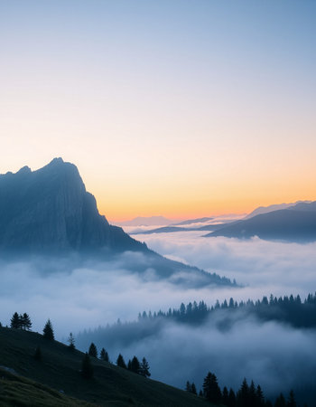 Sunrise in the Dolomites, Veneto, Italy.の写真素材