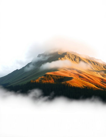 Mountain landscape with clouds in the sky. 3d illustration.