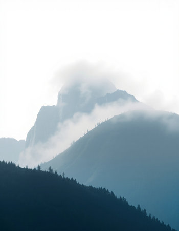 Mountains in the fog. Dolomites, Veneto, Italy