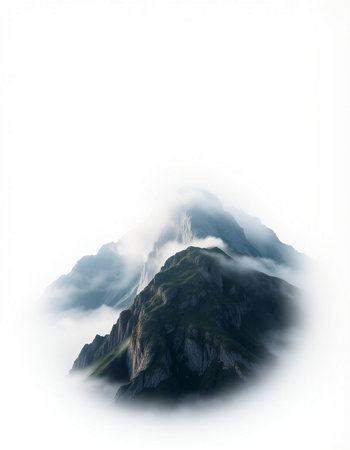 Mountains in clouds on a foggy day. Caucasus, Russiaの写真素材