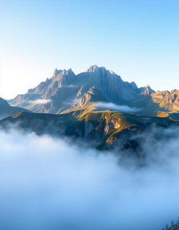 Mountains in the clouds.の写真素材