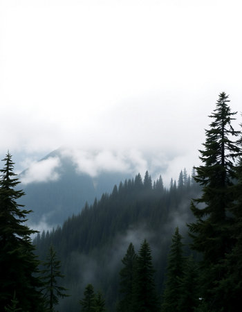 Foggy morning in the Carpathian mountains, Ukraine.
