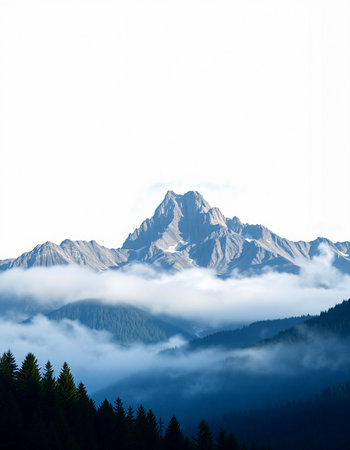 Mountains and clouds in the mist.