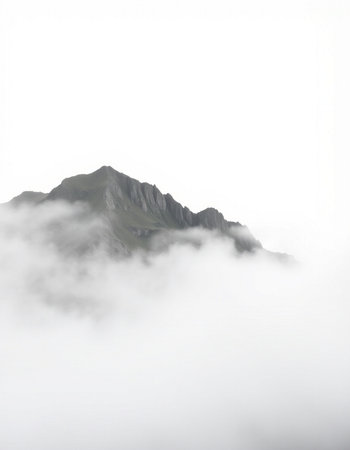 Mountains in the clouds on a foggy day. Caucasus, Russiaの写真素材