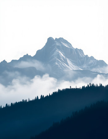 Mountains in the clouds. Caucasus, Dombay, Russia