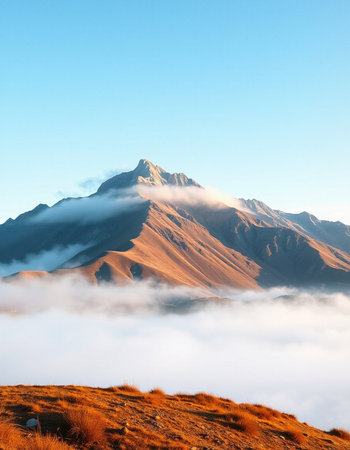 Mountains in the clouds. Caucasus, Georgia, region Gudauri.の写真素材