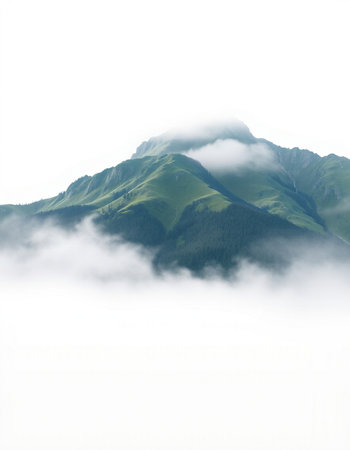 Mountains in the clouds on a foggy day. Caucasus, Russia