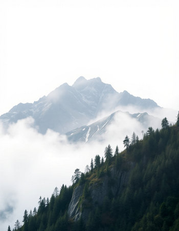 Mountain landscape with clouds and fog in the italian alps
