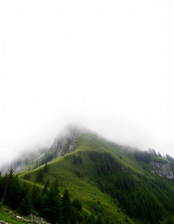 Mountains in the clouds, Caucasus, Dombay, Russiaの写真素材