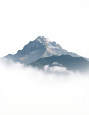 Mountains in the clouds on a foggy day. Caucasus, Russia.