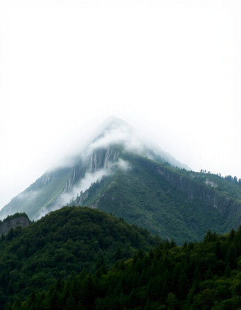 Mountain landscape in the clouds, North Caucasus, Abkhazia