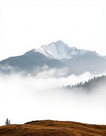 Foggy morning in the mountains, Carpathians, Ukraine