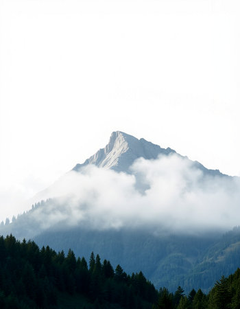 Mountains in the clouds. Caucasus, Dombay. Russia
